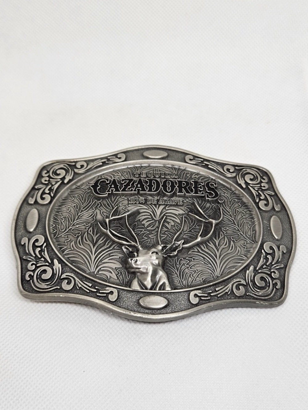 Cazadores Tequila Belt Buckle Stag Deer Silver Tone 5” Western